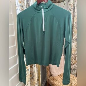 Athleta Women’s Green Momentum Seamless Half Zip Crop Top Large for Fall